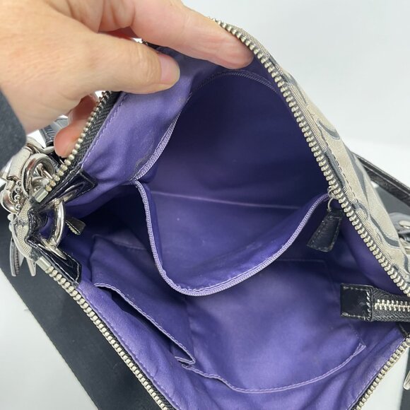 Coach Poppy Signature Crossbody / Shoulder Bag / Purse Black Silver J1163-18135 - Picture 9 of 11